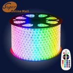 SuperonlineMall™ AC 110-120V Flexible RGB LED Strip Lights, 60 LEDs/M, Waterproof, Multi Color Changing 5050 SMD LED Rope Light + Remote Controller for Wedding Party Decoration (164ft/50m)