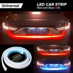 AMBOTHER Car Tailgate Strip Light, Universal LED Brake Reverse Rear Turn Signal Running Flowing Emergency Tail Strip Light Bar with Dual Color Waterproof Flexible Multifunction Driving DC 12V