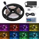 Cynkie 16.4ft LED Flexible Strip Lights, 150 Units SMD 5050 LEDs, Non-Waterproof 12V DC Light Strips, RGB LED Light Strip Kit with 44Key Remote Controller and Power Supply for Kitchen Bedroom Car Bar