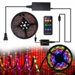 Led Strip Lights Sync to Music,5M/16.54ft Chase in a line Led lights Waterproof Led lights strip kit RGB 5050 Led Rope lights with 360 Degree Signals RF Remote 12V AC Adapter Powered by QM-STVR