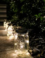 6 Pack -Solar Mason Jar Insert Lids – LED Mason Jar string light for Glass Mason Jars – Solar Pathway Garden Lights for all occasion parties -Jar Hangers Included Qty -6