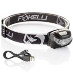 Foxelli USB Rechargeable Headlamp Flashlight – Up to 30 Hours of Constant Light on a Single Charge, Super Bright White Led + Red Light, Compact, Easy to Use, Best Headlight for Camping, Running, Kids