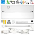 Britelum 9 inch, 3-in-1 Color Temperature: Dimmable LED Under Cabinet Lighting; 2700K/ 3500K/ 4000K w/ CRI90+, Hardwired or Plug in, Energy Star, CA T24, ETL Listed,120V 4W 200 Lumens, White Finish