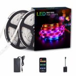 LED Strip Lights with Music Sync-Chase Effect, Dream Color Music lights 32.8ft, 5050SMD RGB Rope Lights with RF Remote, 12V Power Supply, 150LEDs Waterproof Flexible String Lights for Indoor Bedroom
