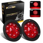 Partsam 2PCS 4″ Red Stop Turn Tail Brake Truck Trailer Light Flange Mount 12 Diodes Utility