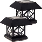 GreenLighting Outdoor Summit Solar Post Cap Light for 4×4 Wood Posts 2 Pack (Black)