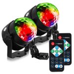 LUNSY LED Sound Activated dj Lights with Remote Control,Party Lights,Strobe Lights,dj Stage Light, 7 Lighting Color Disco Party Lights,Stage Light,Disco Ball Par Light for Wedding Show Band 2 Pack