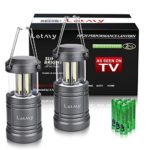 2 Pack Camping Lantern with 6 AA Batteries – Magnetic Base – NEW COB LED Technology Emits 500 Lumens- Collapsible, Waterproof, Shockproof LED Lantern with Detachable Handles by Letmy
