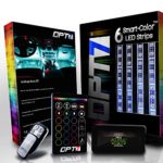 OPT7 Aura Color-Smart LED Strip Kit – 6pc – 16+ RGB Multi-Color Options – Interior Underdash Lighting Kit for cars – w/ White Courtesy Lighting – SoundSync Music Mode – Cigarette Adapter