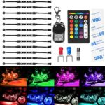 12Pcs Led Light Kits Multi-Color Wireless IR/RF Remote Controller Motorcycle Atmosphere Lamp RGB Flexible Strips Ground Effect Light for Motorcycle-NEW UPGRADE