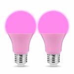 JandCase Pink Light Bulbs, Holiday Decoration LED Lights, 40W Equivalent, 5W, Pink LED Chips, A19 Outdoor Light Bulbs with E26 Medium Base, Porch, Home Lighting, 2 Pack