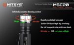 Niteye MSC20 LED Flashlight, CREE XM-L U2 LED, Runs On 1x 18650/2x NITEYE-MSC20-XML2, 500 lm