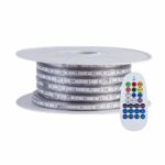 GuoTonG 65.6ft/20m Dimmable Strip Lights, Flexible RGB 1200 LEDs, 110V, 4 Wires, Waterproof, Connectable, Power Plug Built-in Fuse Design, Radio Frequency Controller