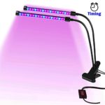 LED Grow Light for Indoor Plants Growing Light Fixture with Timing and Dimming Function Dimmable Dual Head Light Bulbs with Gooseneck for Indoor Gardening Plants Hydroponics