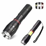 QIANXIANG LED Tactical Flashlight with Magnetic Base,T6 High Power Torch Flashlight Bright Rechargeble High Lumen with Water Resistant,Adjustable Focus,5 Light Mode for Camping,Hiking,Portable Outdoor