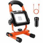 Tacklife 15W Rechargeable LED Work Light, Spotlights, Camping Lights, 4400mAh Lithium Batteries Built-in, with USB Ports to Charge Mobile Devices and Special SOS Modes, Free Car Charger – LWL1B