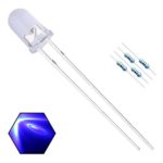 EDGELEC 100pcs 5mm Blue Lights LED Diodes Water Clear Round Top 29mm Long Feet (DC 3V) +100pcs Resistors (for DC 6-13V) Included/Ultra Bright Bulb Lamps Light Emitting Diode