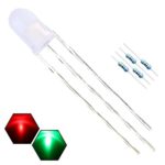 EDGELEC 100pcs 5mm Red & Green Lights Bi-Color LED Diodes Common Anode (White Lens) Diffused Round Top +200pcs Resistors (for DC 6-13V) Included/Bulb Lamps Light Emitting Diode