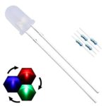EDGELEC 100pcs 5mm RGB Slow Flashing LED Diodes Multicolor (White Lens / Colors Changed Automatically) Diffused Round Top +100pcs Resistors (For DC 6-13V) / Bulb Light Emitting Diode