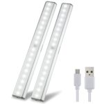 Under Cabinet Lights Closet Lights Motion Sensor 18 LEDs USB Rechargeable Wireless Under Cabinet Lighting,Magnetic Stick On Anywhere LED Night Lights for Closet/Drawer/Cupboard,White Light,2 Pack