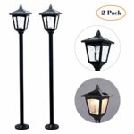 Greluna Solar Lamp Post Lights Outdoor, Solar Powered Vintage Street Lights for Lawn, Pathway, Driveway, Front/Back Door, High 36 Inches, Pack of 2