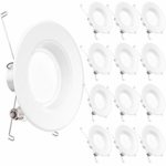 Sunco Lighting 12 Pack 5/6 Inch Baffle Recessed Retrofit Kit Dimmable LED Light, 13W (75W Replacement), 5000K Kelvin Daylight, Quick/Easy Can Install, 965 Lumen, Damp Rated