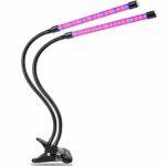 Plant Light, 20W USB Powered Dual Head LED Grow Light with 40 LEDs, 5 Dimming Levels, 3 Lighting Modes, 3/6/12H Timer Flexible Gooseneck Clip On Grow Lamp for Indoor Plants/Garden / Hydroponics
