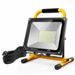 Onforu 7600LM 80W LED Work Light with Stand (800W Equivalent), 2 Brightness Levels, 16.4ft/5m Power Cord with Plug, Waterproof Flood Lights for Workshop, Construction Site, 5000K Daylight White