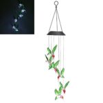 LED Solar Pendant Light Lamp Humming Bird Wind Chime Mobile Home Garden Yard Decor White Xmas