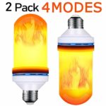 MASCOTKING Flame Bulb,LED Flame Effect Light Bulb 4 Modes with Upside Down Effect,E26 Standard Base, Simulated Decorative Light for Holiday Decoration/ Hotel/ Bars/ Home/ Restaurants(2 Pack)