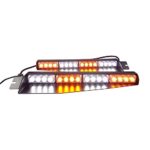 32LED 32W LED Lightbar Visor Light Windshield Emergency Hazard Warning Strobe Beacon Split Mount Deck Dash Lamp (Amber White&Amber White)