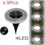 Solar Light, Hatop 3Pcs Waterproof Solar 4 LED Outdoor Path Light Spot Lamp for Yard Garden Lawn