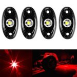 Amak 4 Pods LED Rock Light Kit for Jeep ATV SUV Offroad Car Truck Boat Underbody Glow Trail Rig Lamp Underglow LED Neon Lights Waterproof -Red