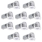 Globe Electric 4″ LED IC Rated Swivel Spotlight Round Recessed Lighting Kit Dimmable Downlight, Contractor’s 10-Pack, White Finish, 10 LED Bulbs Included, 90954