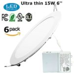 Led 15W 6-inch 1000 Lumen ENERGY STAR UL Dimmable Slim Ultra Thin Retrofit LED Recessed Lighting Fixture, Daylight White 5000K 120W Halogen Equivalent for New Construction and Remodel (6 PACK)