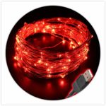 100 Fairy String LED Lights – Indoor/Outdoor, Waterproof, Flexible Copper Wire with USB 33 Ft/10M (Red)