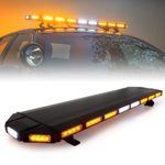 Xprite Black Hawk 48″ Amber Emergency Warning Security Strobe Light Bar, Professional Extreme High Intensity Low Profile Roof Top lightbar for Plow or Tow Truck Construction Vehicle