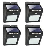 Teclan Solar Lights, 20 LED Wireless Waterproof Solar Motion Sensor Light, Outdoor Security Night Light for Garden, Yard, Wall, Patio, Deck, Steps with Motion Activated Auto On/Off (4-pack)