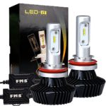 FMS LED Headlight Bulbs Conversion Kit w/ Clear – H11 (H8/H9) – Low Beam /High Beam /Fog Light Bulbs, Fanless All-In-One, 80W 8000LM 6500K Cool White, 100% Waterproof, Pack of 2 (1 Yr Warranty)