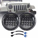 COWONE 7 Inch Round 5D 2018 Newest Design 130w Philip LED Projector Headlight with DRL for Jeep Wrangler JK TJ LJ CJ Harley Motorcycle