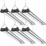 Sunco Lighting 6 Pack Industrial LED Shop Light, 4 FT, Linkable Integrated T8 Fixture, 40W=260W, 6000K Daylight Deluxe, 4000 LM, Surface + Suspension Mount, Pull Chain, Garage Light – Energy Star