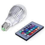 LSHCX E27 Color Changing RGB LED Light Bulb, 10W Dimmable LED Lamp with Remote Control
