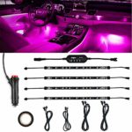 DreamColor Car LED Strip Light, Airgoo Single Wire Controller LED Car Interior Lights, Waterproof Music Under Dash Lighting Kit, Separate LED Strip Easy to install and replace, Include 12V Car Charger