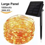 Hilai Solar String Lights 200 Led Fairy Lights Waterproof Solar Outdoor Lights Decorating Twinkle Lights 72ft Copper Wire Lights Ambiance Lighting Warm White