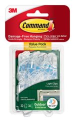 Command Outdoor Light Clips Value Pack, Clear, 32-Clips (17017CLRAWVPES)