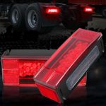 AMBOTHER Submersible LED Trailer Light Rectangular Tail Lights Low Profile Running Stop Turn Signal Rear Lights for Boat Trailer Truck Van Marine DC 12V, Red (Pack of 2)