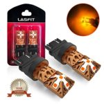 LASFIT 3157 3156 3057 4157 LED Bulbs Polarity Free Super Bright High Power LED Lights, Use for Turn Signal Blinker Lights, Side Marker Lights, Amber Yellow (Pack of 2)
