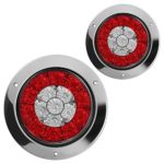 Xiker 2PCS Led Round Clearance Marker Light 4″ Round Truck Trailer Brake Stop Turn Tail Lights Surface Mount