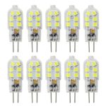 Mechok G4 LED Bulb, AC/DC 12 Volt Bi-Pin Base Light Bulbs,2 Watt 20W Halogen Bulb Equivalent, 150 Lumens Daylight 6000K,Not Dimmable（10-Pack）