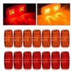 Catinbow 14 X LED Marker Light Bullseye 4″ x 2″ Super Bright 10 Diodes Trailer Truck Side Marker Light Indicator (7Red+7Amber)